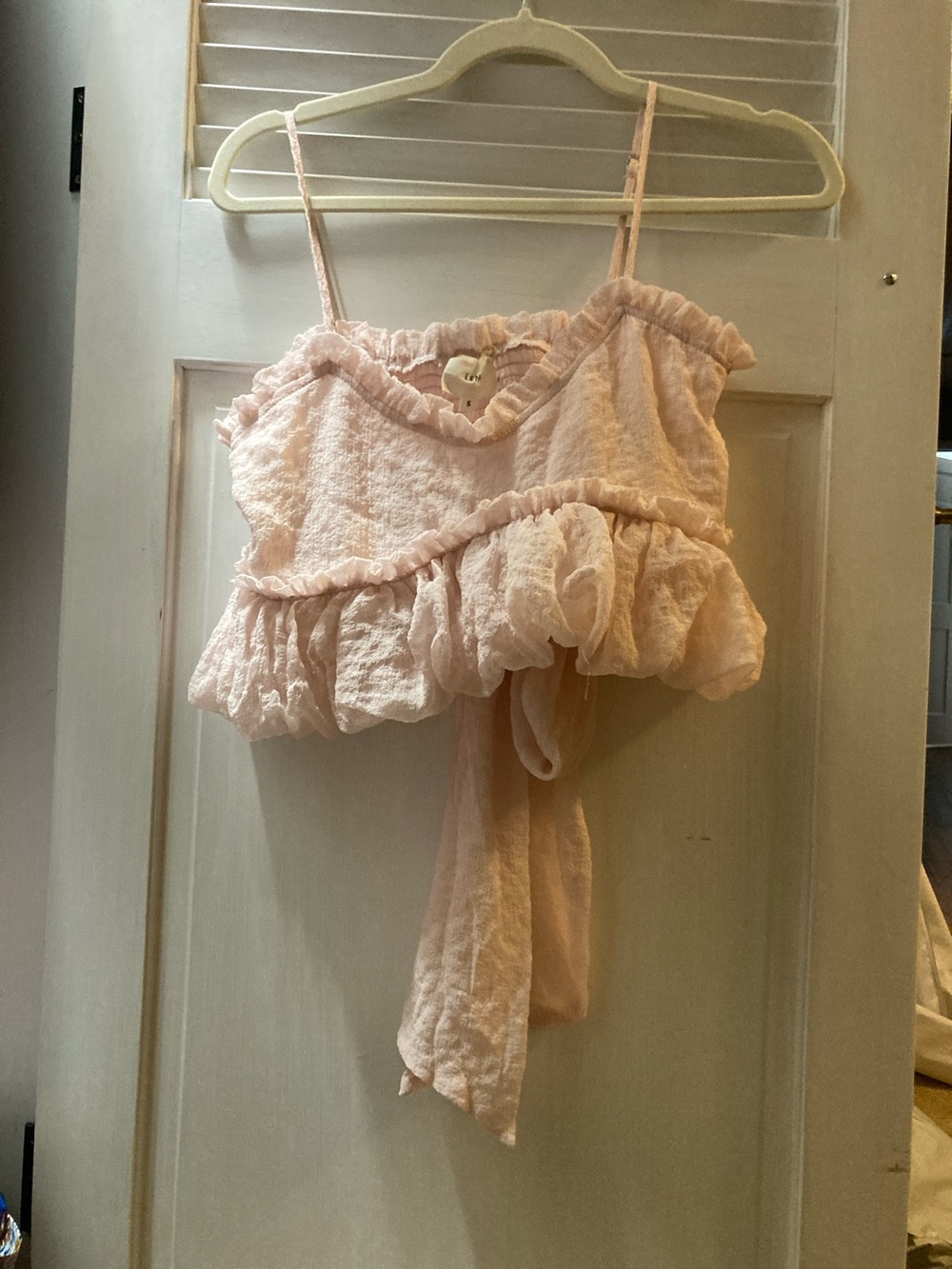 Lena Light Pink Ruffle Tie-Back Camisole